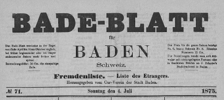 Cover vom Bade-Blatt, 4. Juni 1875.